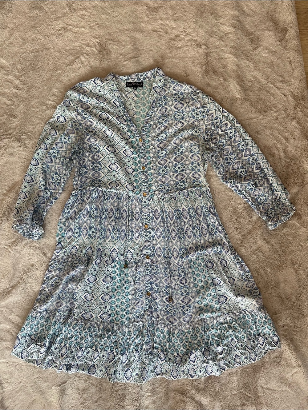 Liza Byrd Bohemian Geometric Print Dress; Size M